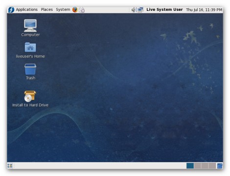 Live system desktop